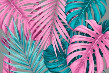 Tropical pastel palm background repeat