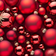 Red Christmas baubles background