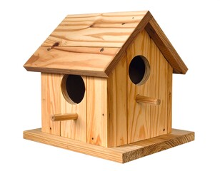 Wooden Birdhouse with Two Holes - A Cozy Home for Birds.