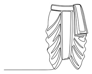 Dhoti traditional Indian male garment continuous single line drawing Hindu clothing vector illustration