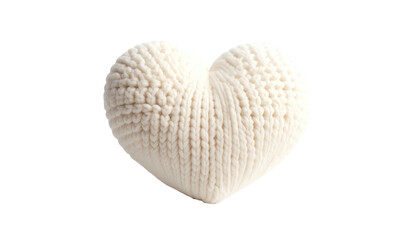 Knitted, fluffy, off-white heart shape on a dark background