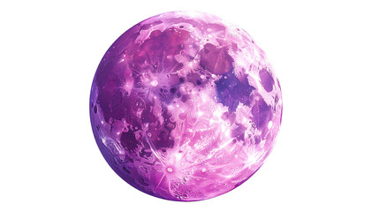 A purple, full moon glows against a stark, black background