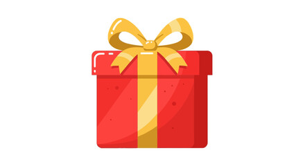 Illustration of a red gift box with a gold ribbon and bow.