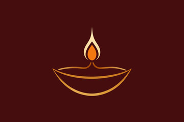 Fototapeta premium A burning wax candle vector illustration with a bright yellow flame casting light on a black background, a symbol of celebration and festival design