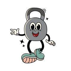 Happy Fitness Kettlebell Mascot Illustration