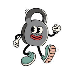Cute Fitness Kettlebell Mascot Illustration