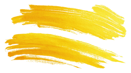 Two gold brush strokes, textured, isolated on black. Horizontal streaks