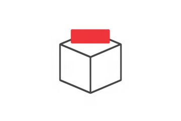 Ballot box icon with red paper, representing voting, elections, democracy, and making a choice