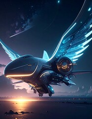 Concept Art of Bioluminescent Airplane