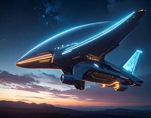Concept Art of Bioluminescent Airplane