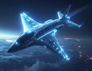 Concept Art of Bioluminescent Airplane
