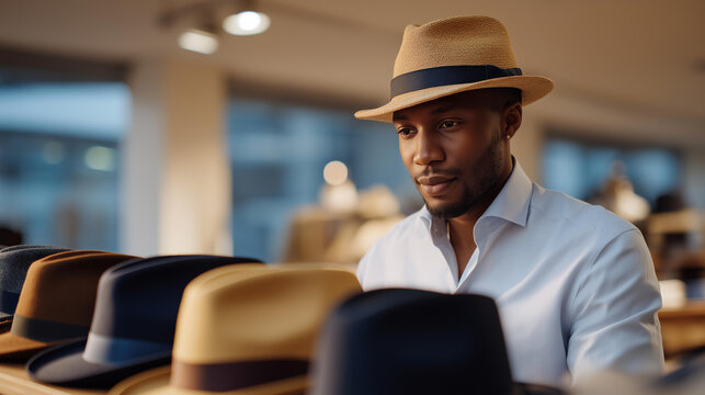 A multicultural team of tailors working on different styles of hats — from elegant fedoras to modern streetwear caps — symbolizing innovation, inclusivity, fashion diversity, and the fusion of - Powered by Adobe