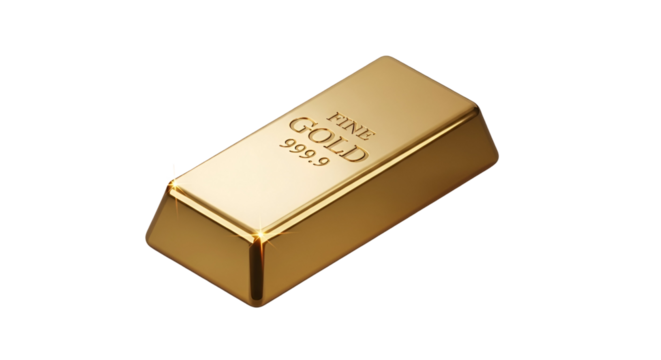 3d icon of close up of a gold bar isolated on transparent background precious metal and wealth concept for finance