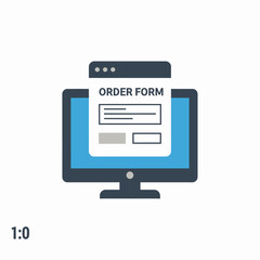 Fototapeta premium Computer screen displaying an order form for online shopping and purchases.