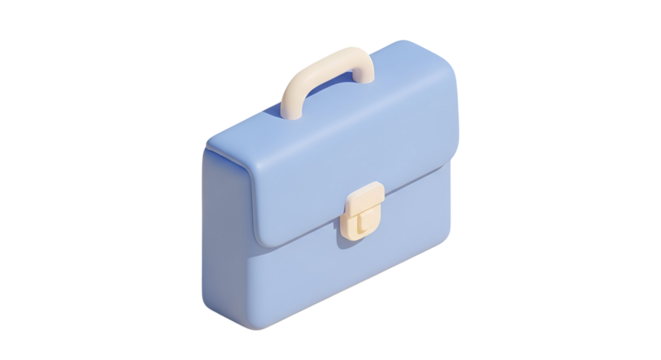 3d icon of blue briefcase isolated on transparent background, a symbol of business, work, and professional life in 3d render