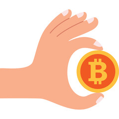 Hand Holding Bitcoin Coin Cryptocurrency Digital Currency Investment Finance Security Technology Concept