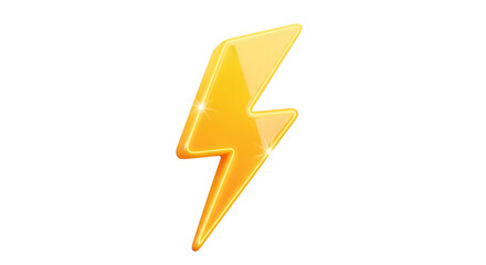 3d icon of lightning bolt isolated on transparent background, a symbol of energy, power, and speed concept