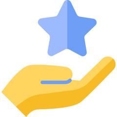 Hand Holding Light Blue Star Symbol Against Transparent Background Flat Design Icon