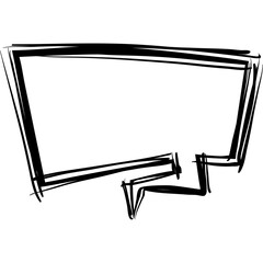 Hand Drawn Speech Bubble Outline With Black Ink On Transparent Background In A Sketchy Style