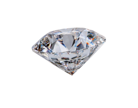 Round Brilliant Cut Diamond isolated on a transparent background