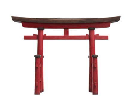 Japanese Red Torii Gate Structure isolated on a transparent background