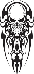 Obraz premium Skull with Tribal Tattoo: A meticulously crafted skull design integrated with a tribal tattoo, a fusion of artistry and symbolism.