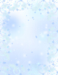 Ice crystal blue snowflakes frame background, winter design template copy space.