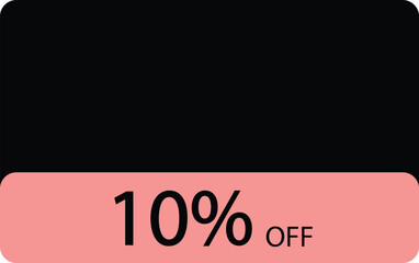 Modern black and pink discount label showing ten percent off text on transparent background for sales design, Black color ten percent text.