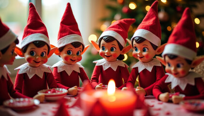Happy joyful elves are celebrating Valentine's Day. Fairy Tale characters Elves in magical atmosphere of love and happiness. Close-up