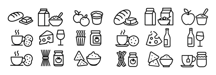 Fototapeta premium Minimalist Food Adjacency Icons