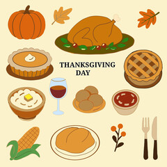 WHAT WILL BE PREPARED IN THANKSGIVING DAY. VECTOR DIGITAL DRAWING