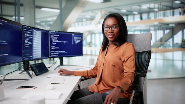 Portrait Of Young African Female Web Developer Programmer