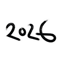 Handwritten brush stroke numeral 2026 isolated on white background for new year celebrations