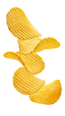 tower of crispy ridged potato chips providing a satisfying snack indulgence with savory delight and a textural experience, perfect for casual enjoyment