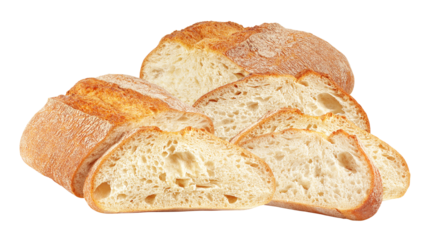 artisan-style bread loaf with slices showing golden crust, ideal for culinary creations, fresh breakfasts, and sandwich recipes, highlighting texture and appeal