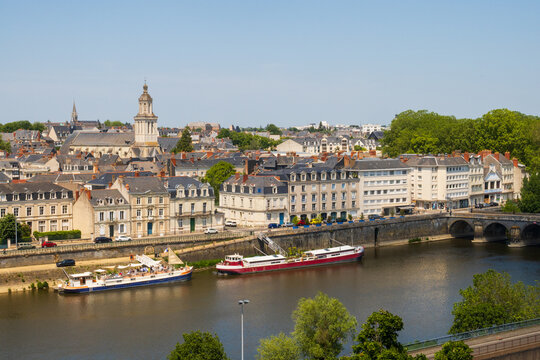 View over Angers city over the Maine river in France