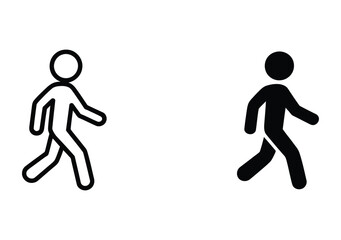 Obraz premium Stylish stick figure icons representing movement and direction in a modern design, perfect for wayfinding, app interfaces, and instructional guides
