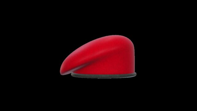 Vibrant Red Beret Hat on Black Background