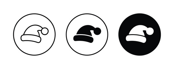 Festive Christmas spirit with simple Santa hat icons for holiday designs, adding warmth and playful charm to your seasonal projects with these delightful and classic symbols of celebration