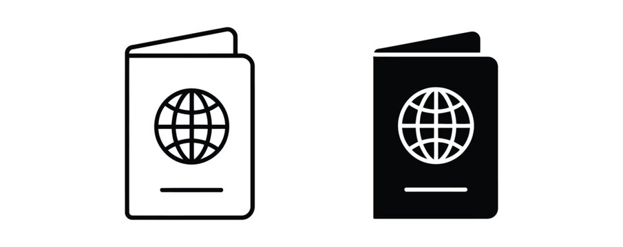 Plan your next adventure with these passport icons, showcasing global travel and international identity, perfect for tourism marketing and travel agency promotions, simple modern design elements