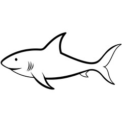A simple shark outline illustration on transparent background