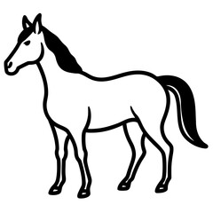 A simple outline drawing of a horse on transparent background