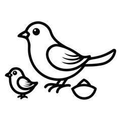 Illustration of a bird with chick food on transparent background