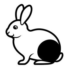 Cartoon rabbit with black spot design on transparent background