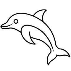Simple outline drawing of a dolphin on transparent background