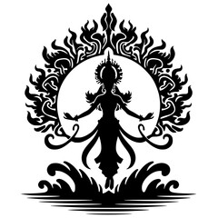 Silhouette of a woman in the fire kingdom