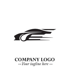 Car Running Fast Logo Symbol in Black on the White Background with Dynamic Speed Design