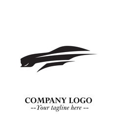 Car Running Fast Logo Symbol in Black on the White Background with Dynamic Speed Design