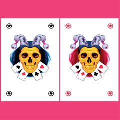 Two Jokers Playing Cards. Vector illustration, isolated cards.
