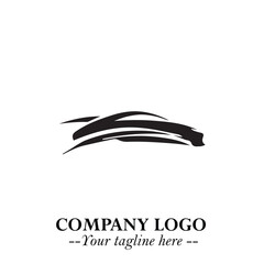 Car Running Fast Logo Symbol in Black on the White Background with Dynamic Speed Design